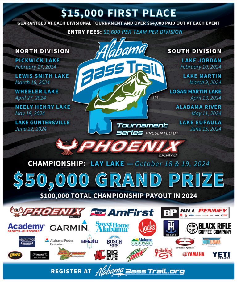 Alabama Bass Trail Announces 2024 Schedule, Payout And Entry Fees